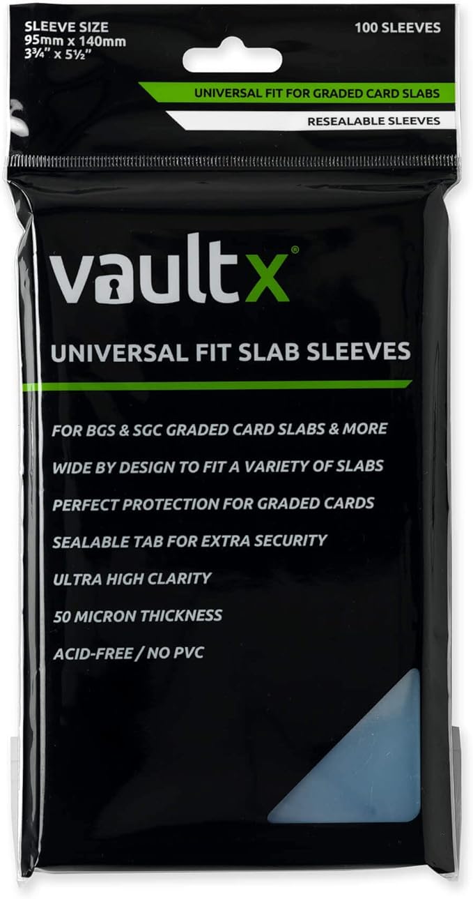 100 Vault X Graded Trading Card Slab Sleeves for Universal Fit for BGS, SGC, ACE Cases and More