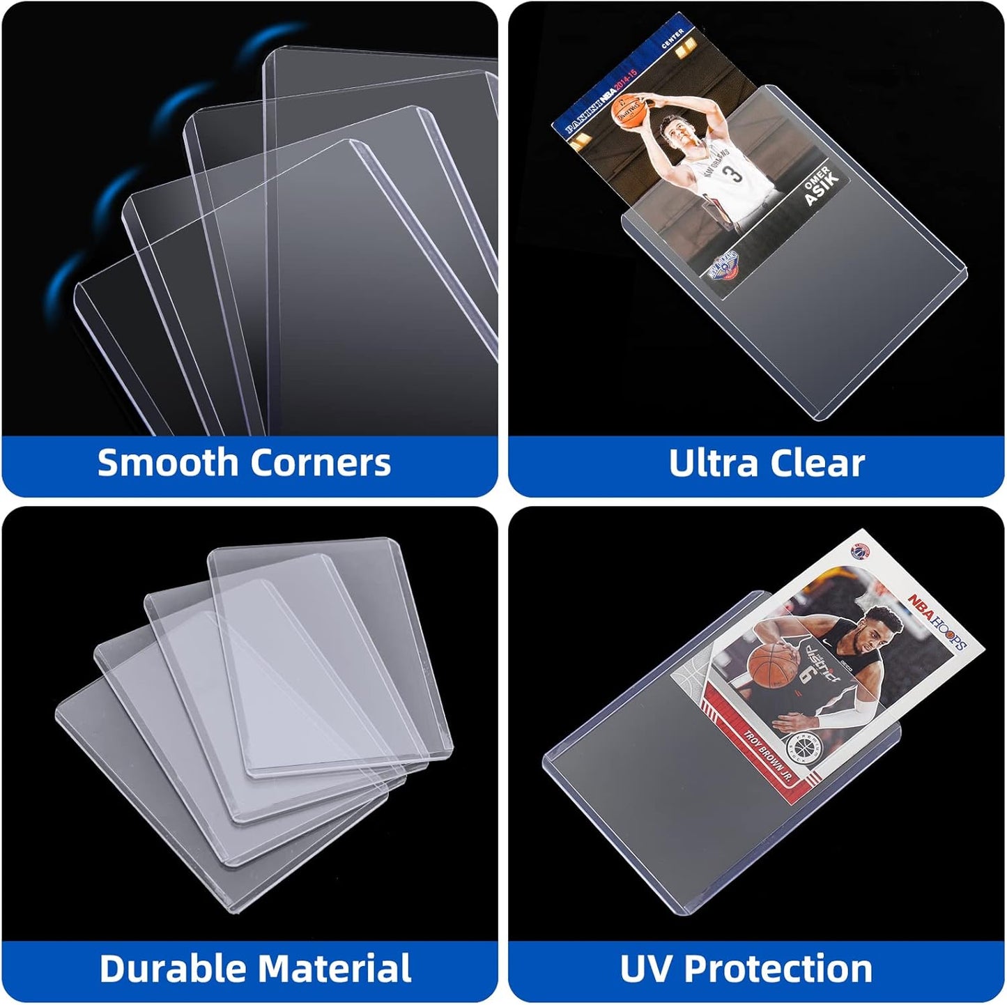 Arjiekwei 100 Card Sleeves Top Loaders for Cards(100Top Loaders + 100 Card Sleeves) , 3"X4