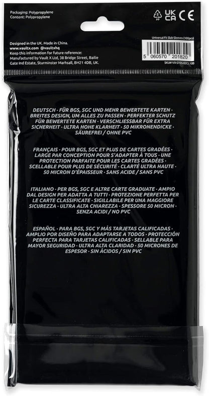 100 Vault X Graded Trading Card Slab Sleeves for Universal Fit for BGS, SGC, ACE Cases and More