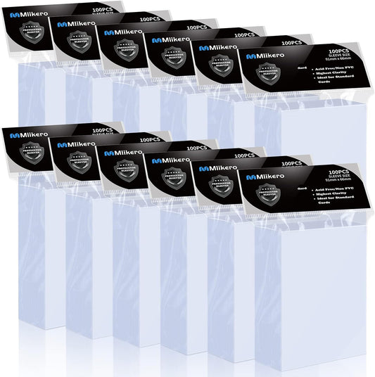 Mlikero 100 Pcs Soft Trading Card Sleeves, for Standard Cards 2.5" X 3.5"，Ultra-Clear