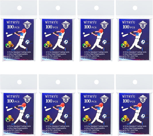 Withyu 100 Pcs Soft Trading Card Sleeves, for Standard Cards 2.5" X 3.5"，Ultra-Clear